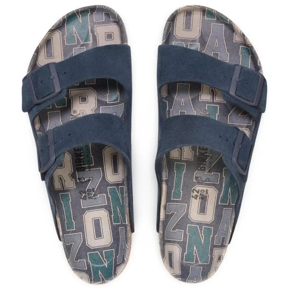 BIRKENSTOCK MEN'S ARIZONA BS VARSITY LEATHER SANDALS BLUE NEW US 9 EU 42 REG